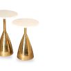 Conical base gold side tables with round marble top