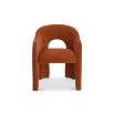 Arched dining chair completely upholstered in divine rust coloured fabric