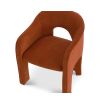 Arched dining chair completely upholstered in divine rust coloured fabric