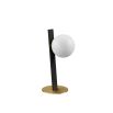 Black and brass table lamp with frosted opal light