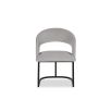 Curved back dining chair in grey velvet with black base frame