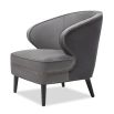 Grey chair with beautiful curves, tapered wenge wood legs and nail head trim accent