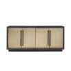 Modern sideboard with cerused textured ash veneer and light brown doors