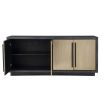 Modern sideboard with cerused textured ash veneer and light brown doors