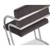 Grey velvet chair with art deco arched arms in nickel 