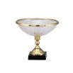 Centerpiece bowl with rope moulded brass accents, fine cut glass and a turned stem