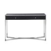 Black dressing table with two drawers and silver frame 