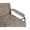 Sleek armchair with beige patterned upholstery