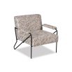 Sleek armchair with beige patterned upholstery