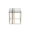 contemporary brass framed square side table with glass  top