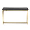 Black ash veneer console table with flawless brass metal frame