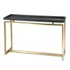 Black ash veneer console table with flawless brass metal frame