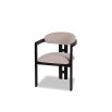 Beige velvet dining chair with three-legged structure in black