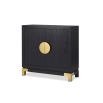 Geometric ash wooden sideboard with circular brass handle