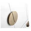 White gloss sideboard with brass circular segments as handles