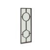 Large rectangular wooden mirror with geometric shape designs 