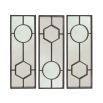 Large rectangular wooden mirror with geometric shape designs 