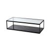 Black framed glass coffee table with marble underlay