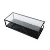 Black framed glass coffee table with marble underlay