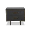 Elegant black bedside with gold frame detail and gold handles