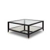 Two-tier coffee table with antique mirrored glass shelves