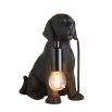 Black steel Labrador table lamp