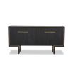 Sleek black sideboard with brass handles and frame