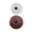 Round disc wall hangers, one clear and one red