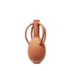 Terracotta tall vase with matte finish and four handles