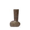 Brown/Grey dark travertine vase in medium