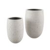 Set of two light grey concrete planters 