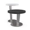 Striking black marble top side table with metal base