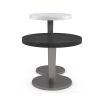 Striking black marble top side table with metal base