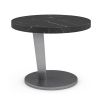 Striking black marble top side table with metal base