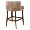 Soft furry brown barstool with brass detailing