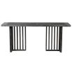 Black rectangular coffee table with slatted legs