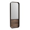 Black metal frame mirror with brown marble detail at the bottom