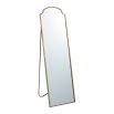 Brass dressing mirror with ornate curved top