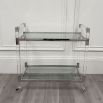 A luxurious modern Monaco drinks trolley in a dazzling nickel finish