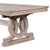 Wooden rectangular dining table with carved circular detail 