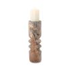 Coffee-coloured marble candle holder with cut-out design