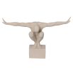 Ceramic style male statue posing on plinth