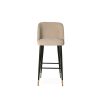 Sleek and simple silhouette bar stool in beige velvet upholstery