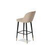 Sleek and simple silhouette bar stool in beige velvet upholstery