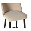 Sleek and simple silhouette bar stool in beige velvet upholstery