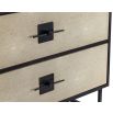 Chest of drawers with beige shagreen top and black solid wood frame