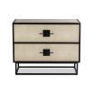 Chest of drawers with beige shagreen top and black solid wood frame