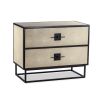 Chest of drawers with beige shagreen top and black solid wood frame