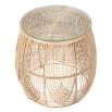 Natural looking side table in rattan design with glass top