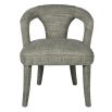 Upholstered dining chair in cut out design in green/grey finish